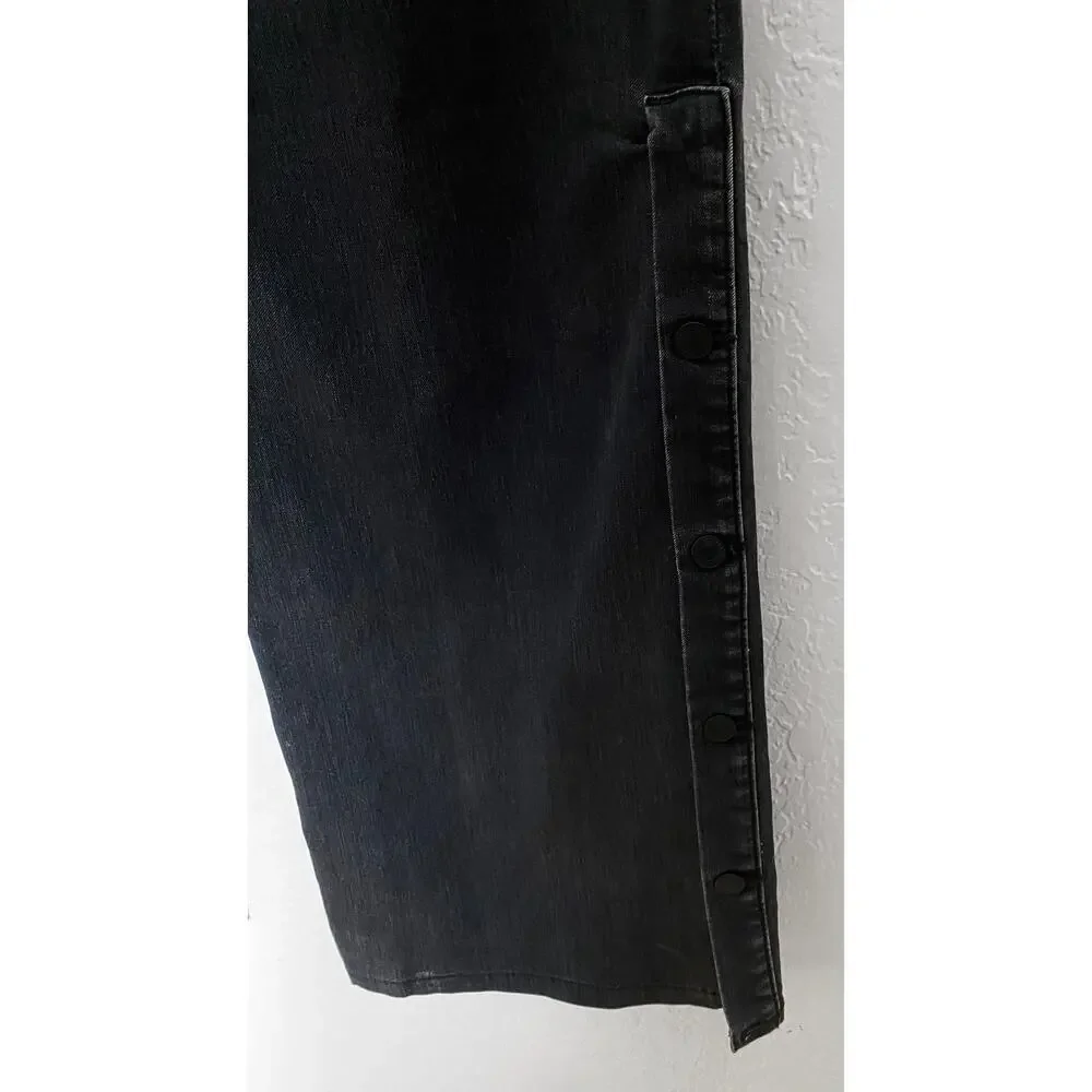 Nili Lotan Women's Ena High Rise Wide Leg Snap Buttons Stretch‎ Jeans Designer
